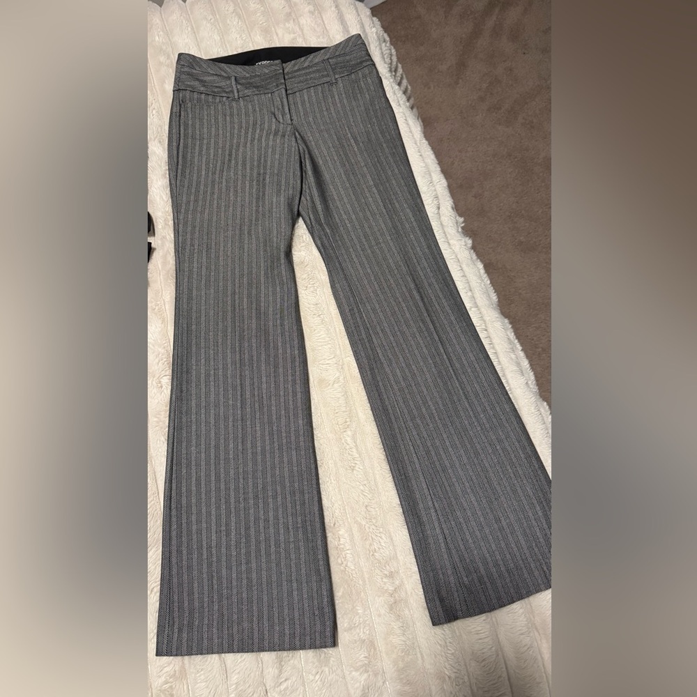 Express Women's Gray Pinstripe Flare Pants